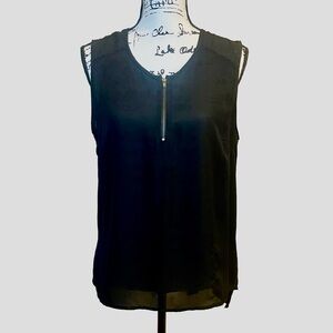 Lynn Ryan Black Sleeveless Chiffon Blouse – Size M